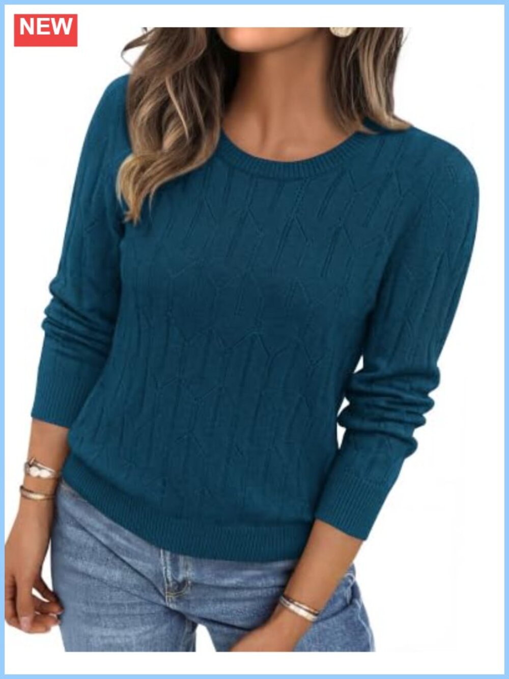 Womens Long Sleeve Crewneck Pullover Sweater Loose Knit Casual Work Top